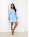 Sukienka trapezowa z ozdobnymi rękawami MANITA - błękitna