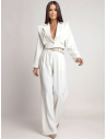 Stylowy garnitur z szerokimi spodniami ALEAH - ecru
