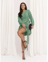 Przekładana sukienka z falbaną LURETTE - matcha