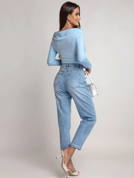 Dopasowana bluzka z asymetrycznym dołem ILIANA - błękitna 2