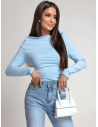 Dopasowana bluzka z asymetrycznym dołem ILIANA - błękitna