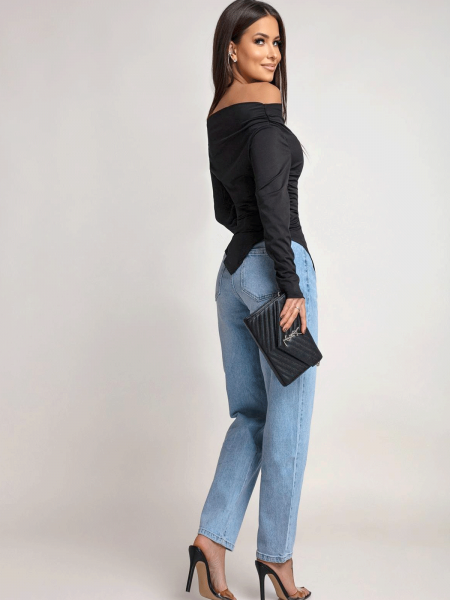 Dopasowana bluzka z asymetrycznym dołem ILIANA - czarna 2