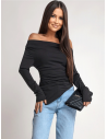 Dopasowana bluzka z asymetrycznym dołem ILIANA - czarna
