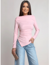 Dopasowana bluzka z asymetrycznym dołem ILIANA - pudrowy róż