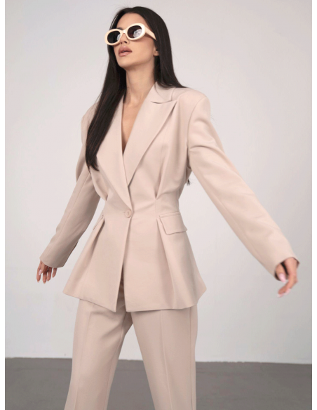 Długa taliowana marynarka TERRY - jasny beż