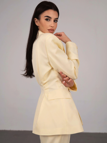 Długa taliowana marynarka TERRY - bananowa