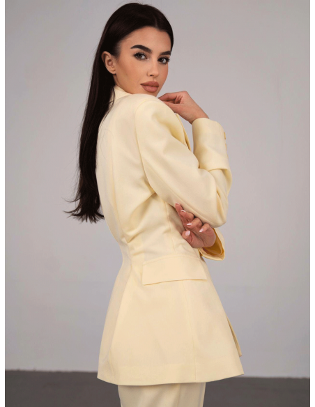 Długa taliowana marynarka TERRY - bananowa