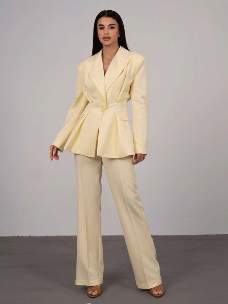 Eleganckie spodnie z kantem z wiskozy  EMILEE - bananowe