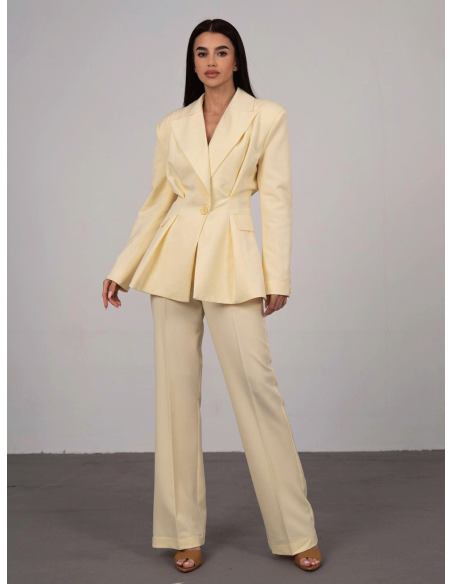 Eleganckie spodnie z kantem z wiskozy  EMILEE - bananowe