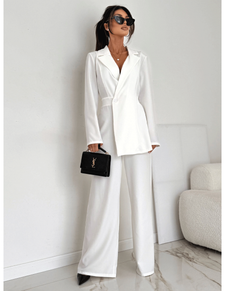 Elegancki kombinezon z szerokimi nogawkami ZIJON - biały
