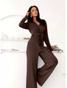 Wiskozowy komplet z szerokimi spodniami JANSET - czekoladowy