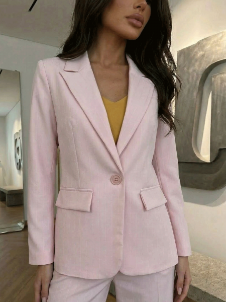 Elegancki komplet marynarka i spodnie VIVIENNE - pudrowy róż 2