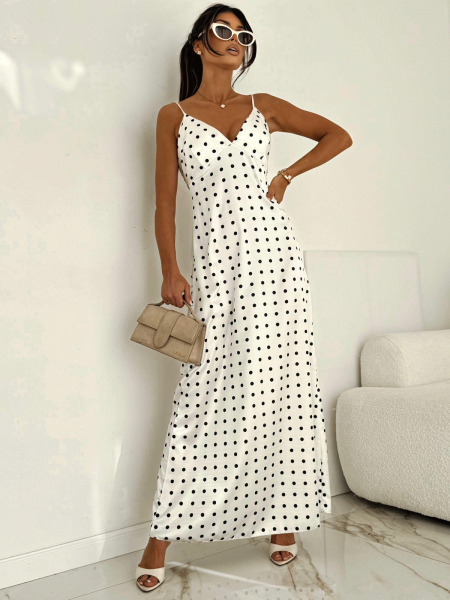 Satynowa sukienka maxi na ramiączkach ALANNA - biała 2