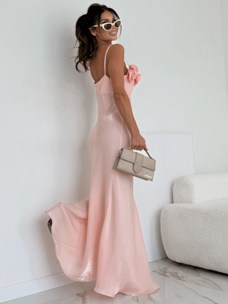 Wiskozowa sukienka maxi z różami PAITYN - pudrowy róż 2