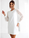 Sukienka mini z koronkowymi rękawami RHONDA - biała