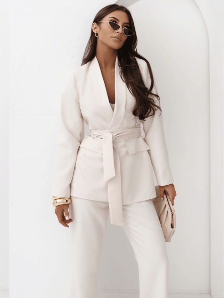 Garnitur marynarka i proste spodnie NIRALI - beżowy