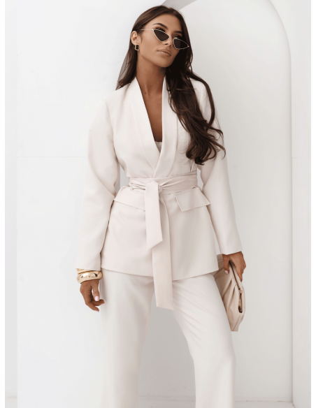 Garnitur marynarka i proste spodnie NIRALI - beżowy