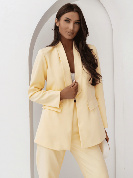 Garnitur marynarka i proste spodnie NIRALI - bananowy 2