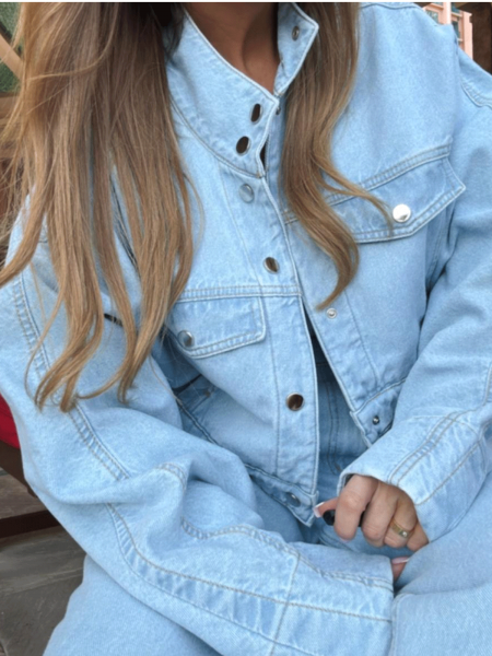 Krótka kurtka katana jeansowa CISSY - jasny jeans 2