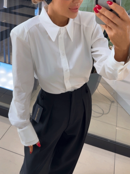 Elegancka bawełniana koszula z mankietami OCTAVIA - biała 2