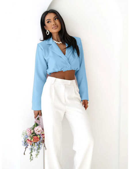 Elegancka krótka marynarka COLETTE - błękitna