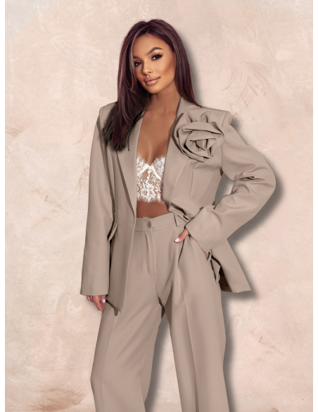 Garnitur z szerokimi spodniami ENOJA - mocha mousse