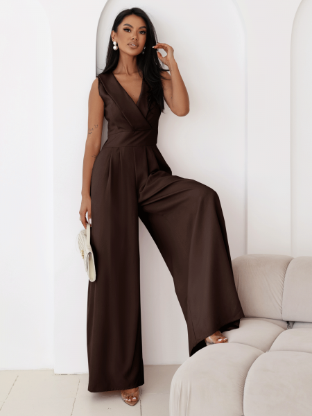 Kombinezon z szerokimi nogawkami ORMAN - czekoladowy