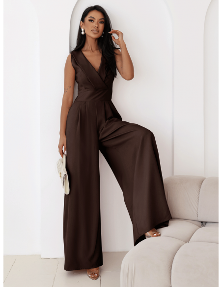 Kombinezon z szerokimi nogawkami ORMAN - czekoladowy
