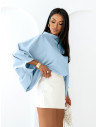 Bluzka oversize z bufiastymi rękawami ESTRELLA - błękitna