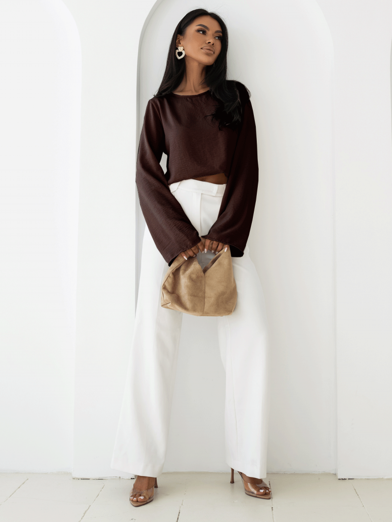 Bluzka z szerokimi rękawami MICHIE - czekoladowa