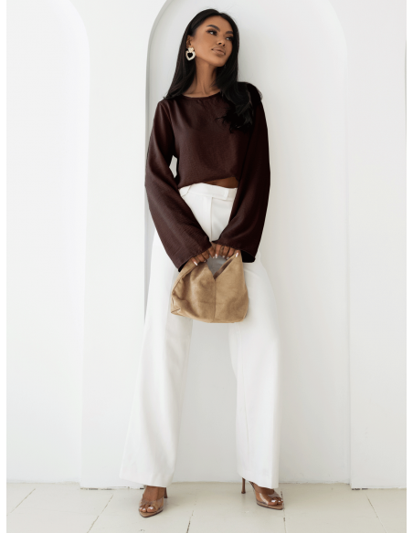 Bluzka z szerokimi rękawami MICHIE - czekoladowa