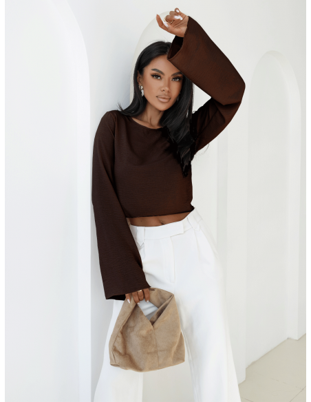 Bluzka z szerokimi rękawami MICHIE - czekoladowa