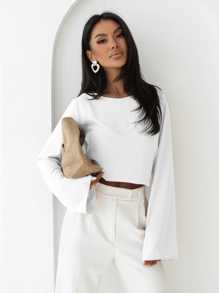 Bluzka z szerokimi rękawami MICHIE - biała
