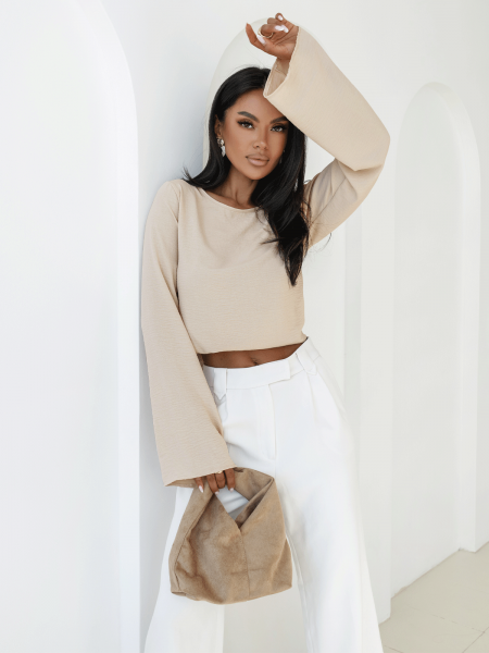 Bluzka z szerokimi rękawami MICHIE - beżowa