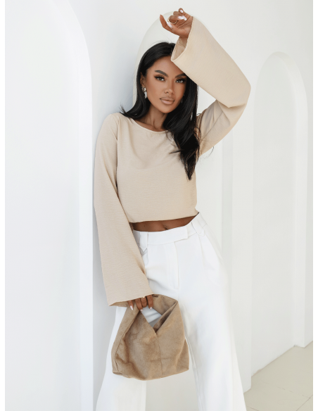 Bluzka z szerokimi rękawami MICHIE - beżowa