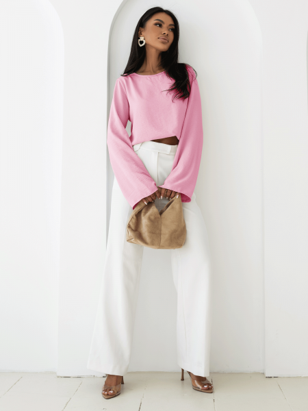 Bluzka z szerokimi rękawami MICHIE - pudrowy róż