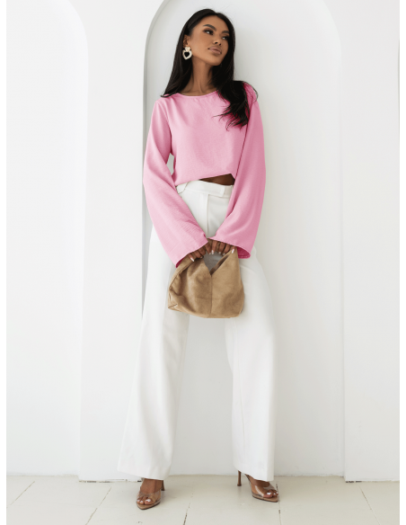 Bluzka z szerokimi rękawami MICHIE - pudrowy róż