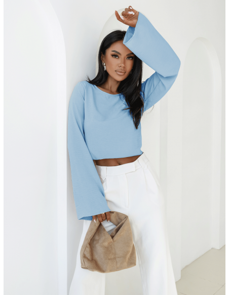 Bluzka z szerokimi rękawami MICHIE - błękitna