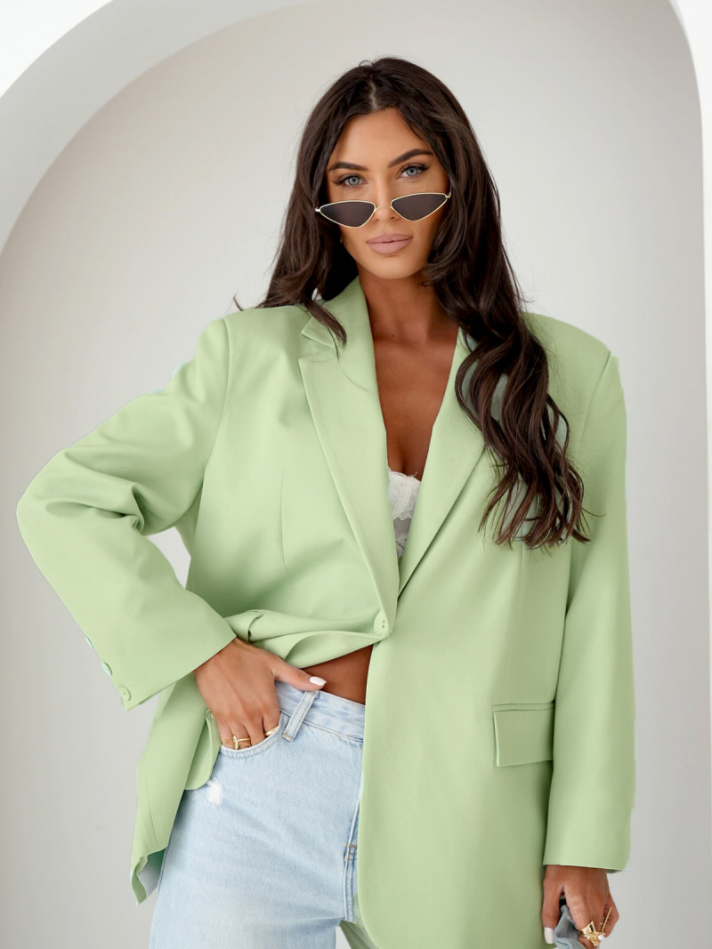 Długa marynarka oversize RIVIERA - pistacjowa