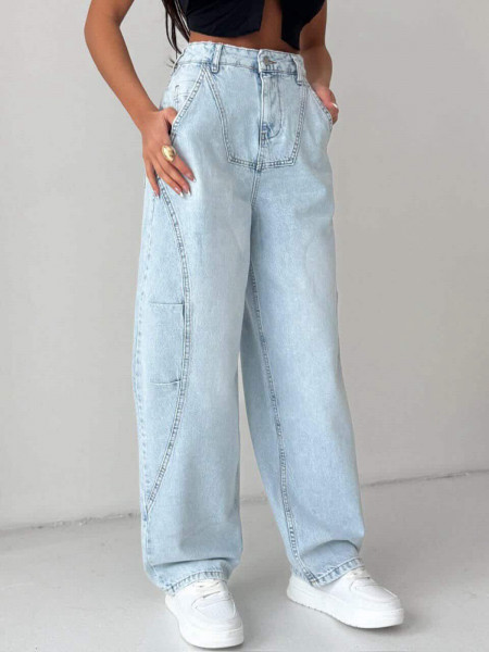 Spodnie jeansy z przeszyciami OZZY - jasny jeans 2