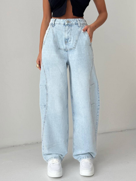 Spodnie jeansy z przeszyciami OZZY - jasny jeans