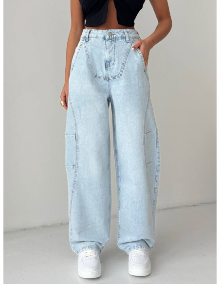Spodnie jeansy z przeszyciami OZZY - jasny jeans