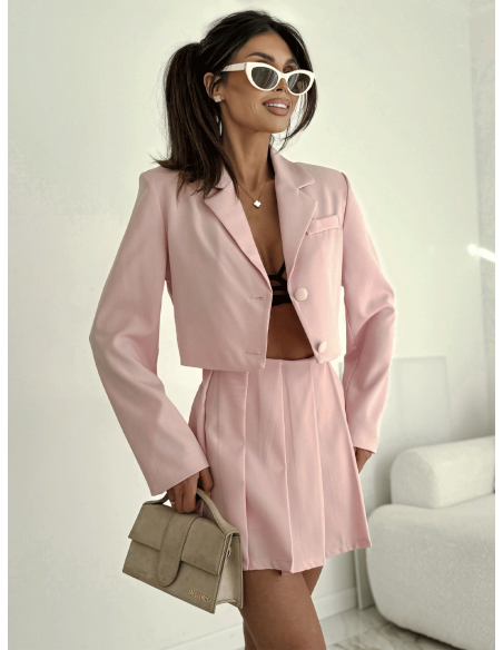 Bawełniany komplet ze spódnico-spodenkami MILANI - pudrowy róż