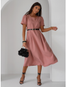 Elegancka sukienka midi z paskiem KERRIE - brudny róż