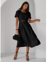 Elegancka sukienka midi z paskiem KERRIE - czarna