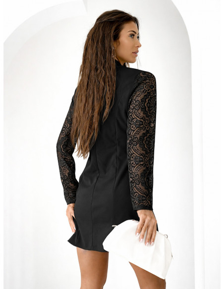 Sukienka mini z koronkowymi rękawami SAILI - czarna