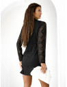 Sukienka mini z koronkowymi rękawami SAILI - czarna