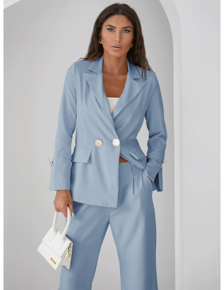 Komplet marynarka i szerokie spodnie KIZZY - błękitny