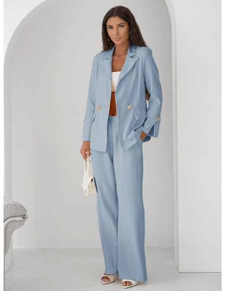 Komplet marynarka i szerokie spodnie KIZZY - błękitny