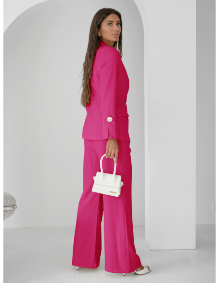 Komplet marynarka i szerokie spodnie KIZZY - fuksjowy